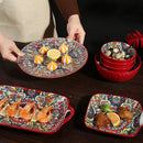 Juego de Comedor Completo de 14 Piezas en Cerámica con Estampa Elegante y Diseño Atemporal